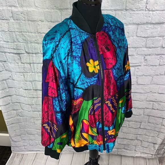Venezia Vitale full zip lightweight multicolor multi print jacket sz 14/16 women - Picture 4 of 12